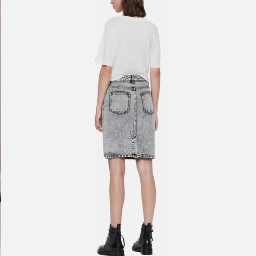 AllSaints Nara Pencil Skirt Denim Jean Black Acid Wash Vintage Inspired XS 0 2 4 - Picture 4 of 11